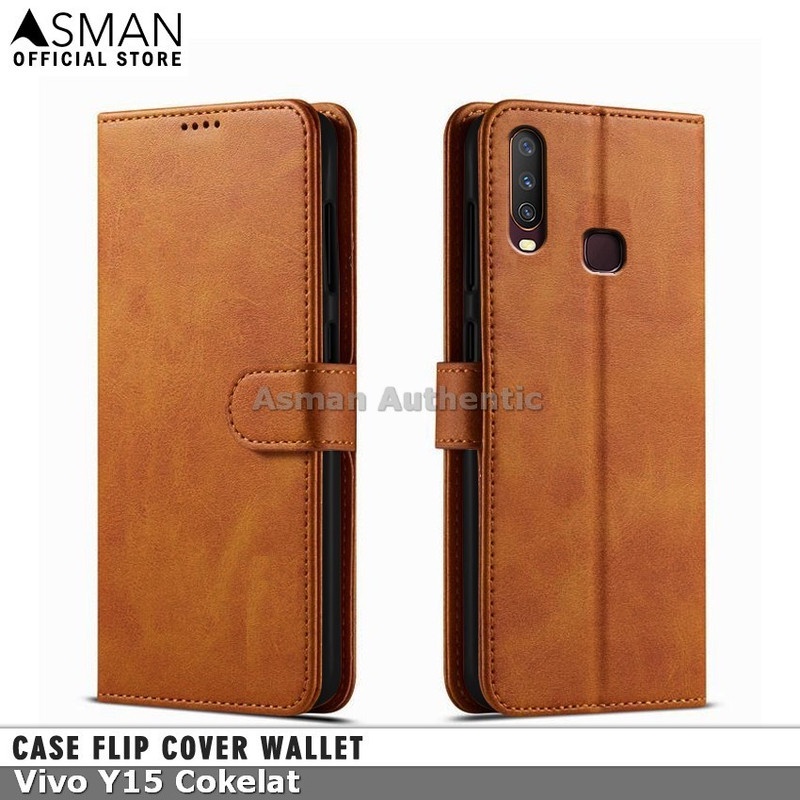 Asman Case Vivo Y15 Leather Wallet Flip Cover Premium Edition