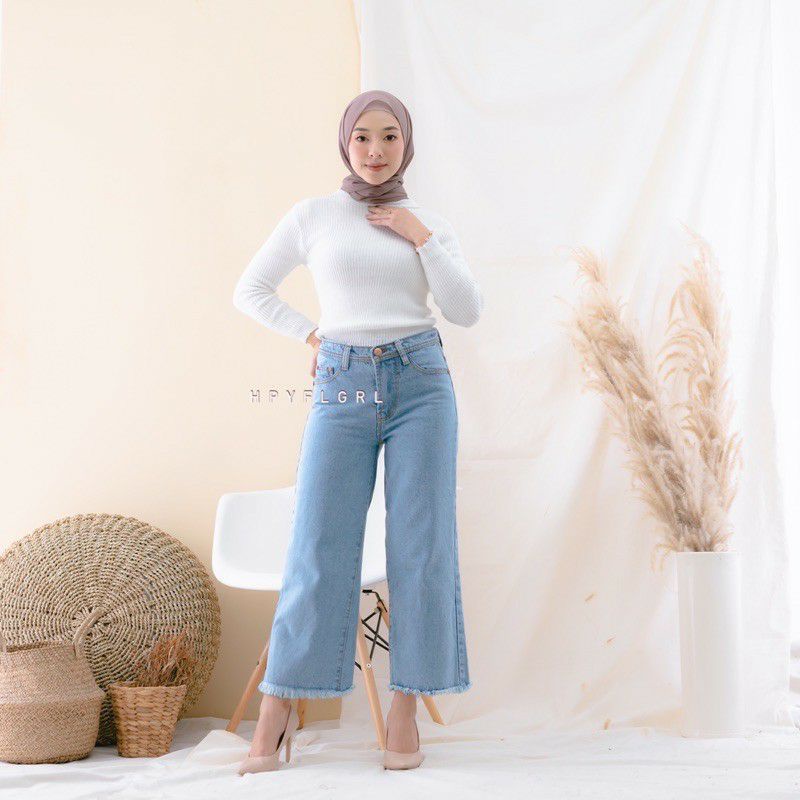 Highwaist Kulot Jeans Wanita Loose boyfriend Wanita Panjang Terlaris Terbaru Termurah