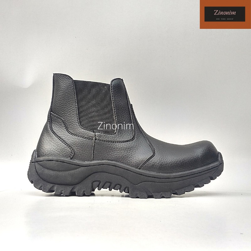 Sepatu Kerja Safety Boots Hitam Ujung Besi Murah Berkualitas