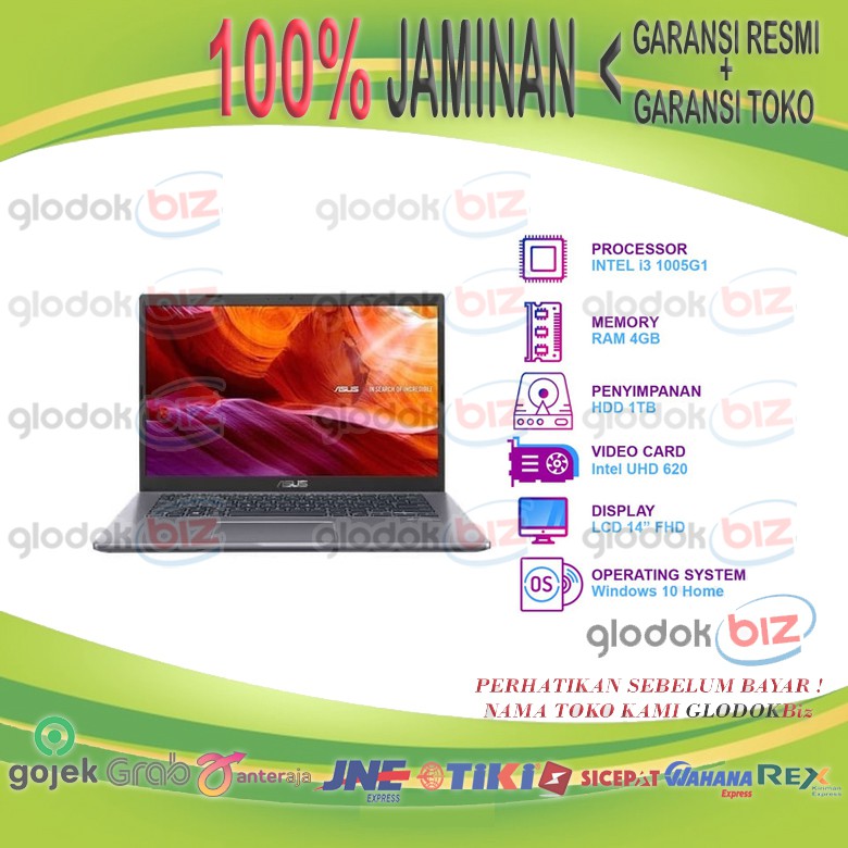 ASUS A409JB-BV322T i3-1005G1 4GB 1TB MX110 14" FHD W10 Grey
