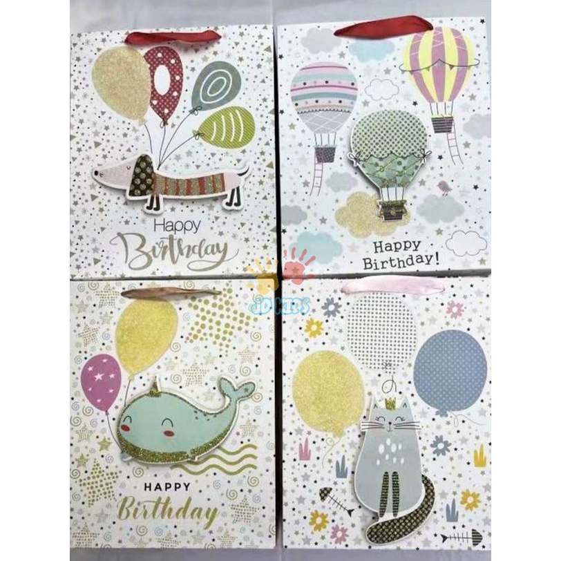 

Party Gift Bag | Birthday Goodie Bag | Paper Bag Premium Motif 3D Glitter