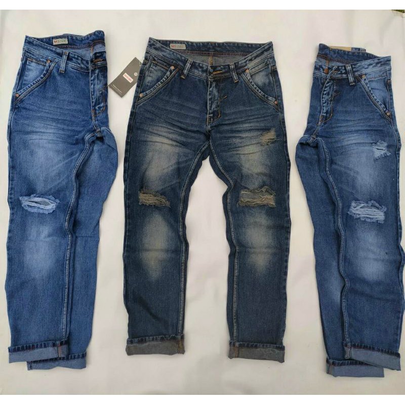 celana jeans sobek pria bunbie jeans sobek lutut celana panjang pria ripped jeans streeth