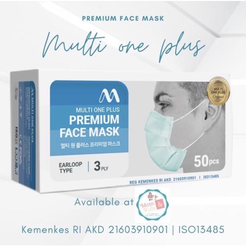 Masker Medis Earloop Multi One Plus  3 ply 50 pcs