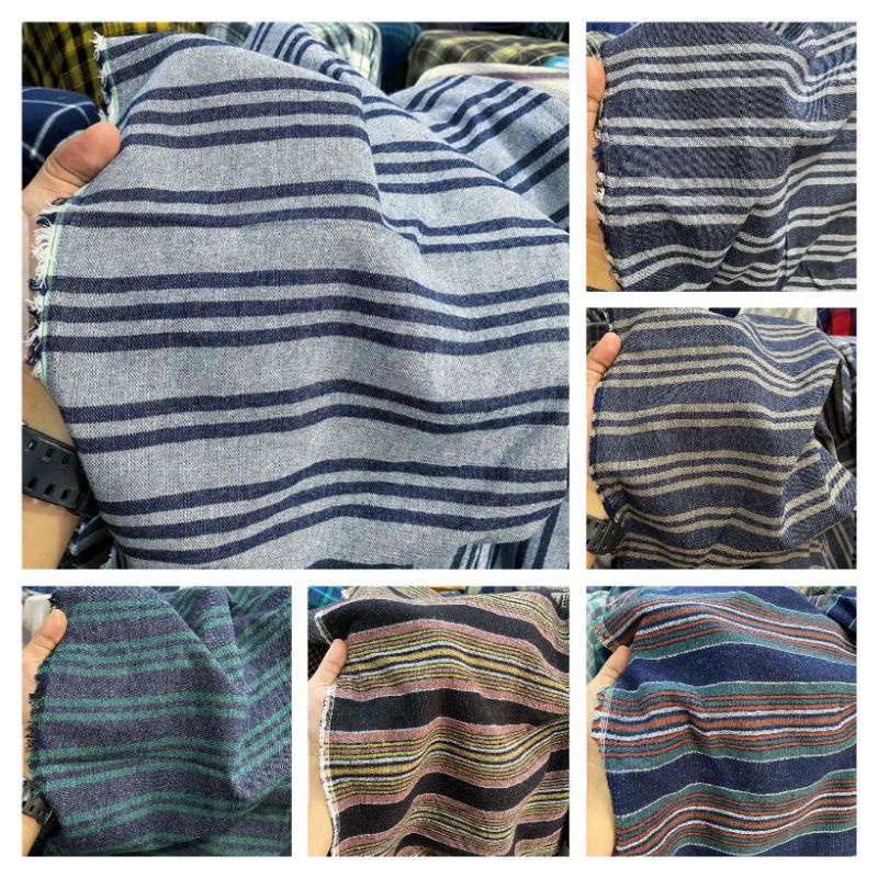 Kain Katun Flanel Motif Salur Bahan Kemeja Flanel Meteran