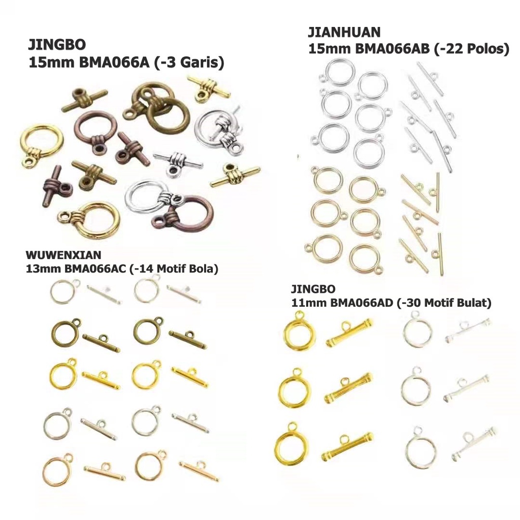 Gesper konektor gelang/kalung Uk 11mm, 13mm ,15mm ,25mm &amp; 26mm Harga/10set