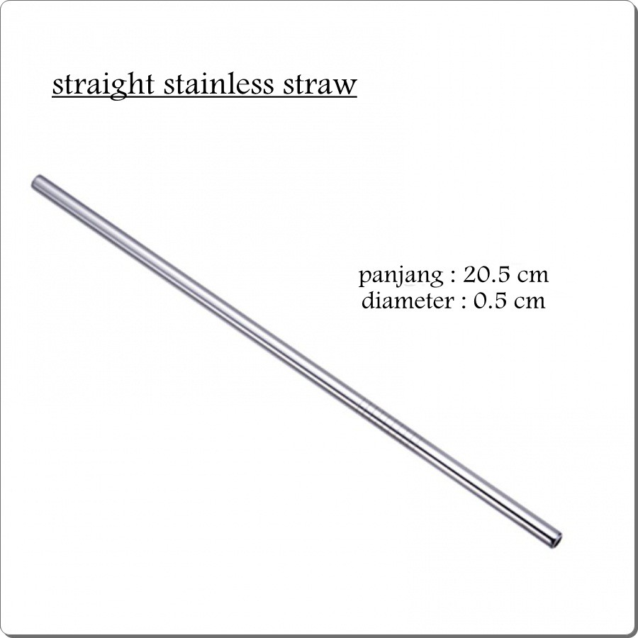 1 pc sedotan besi melengkung lurus / sikat sedotan stainless ecofriendly / stainless steel straw / sedotan boba