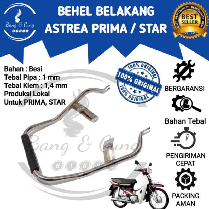 B&C - Behel Begel Planger Plenger Jok Belakang Honda Astrea PRIMA STAR Crom Crhome Hitam Murah
