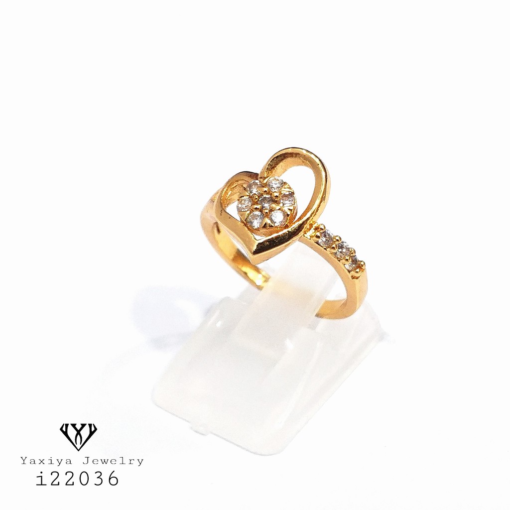 

Cincin Emas Wanita Motif Love Permata Perhiasan Lapis Emas 18K Yaxiya Jewelry 069