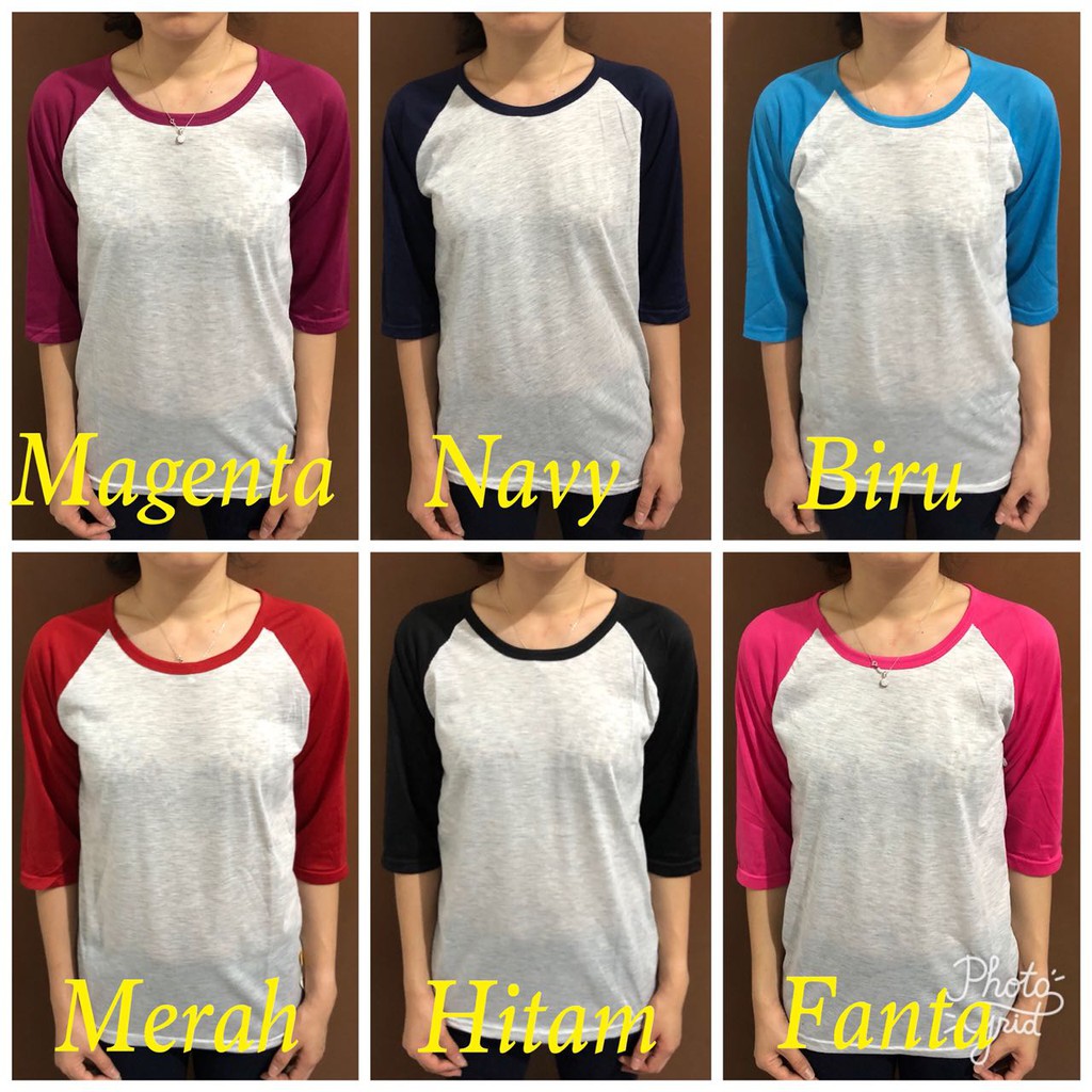 Kaos Raglan 3/4 dan Panjang Polos / atasan wanita bestseller murah