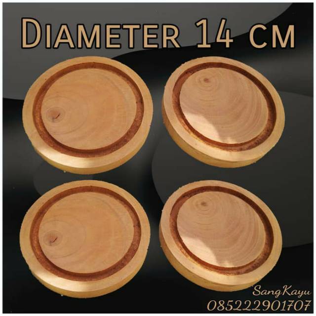 Tatakan piring gelas kayu 14 cm alas panci mangkok wooden tray coaster