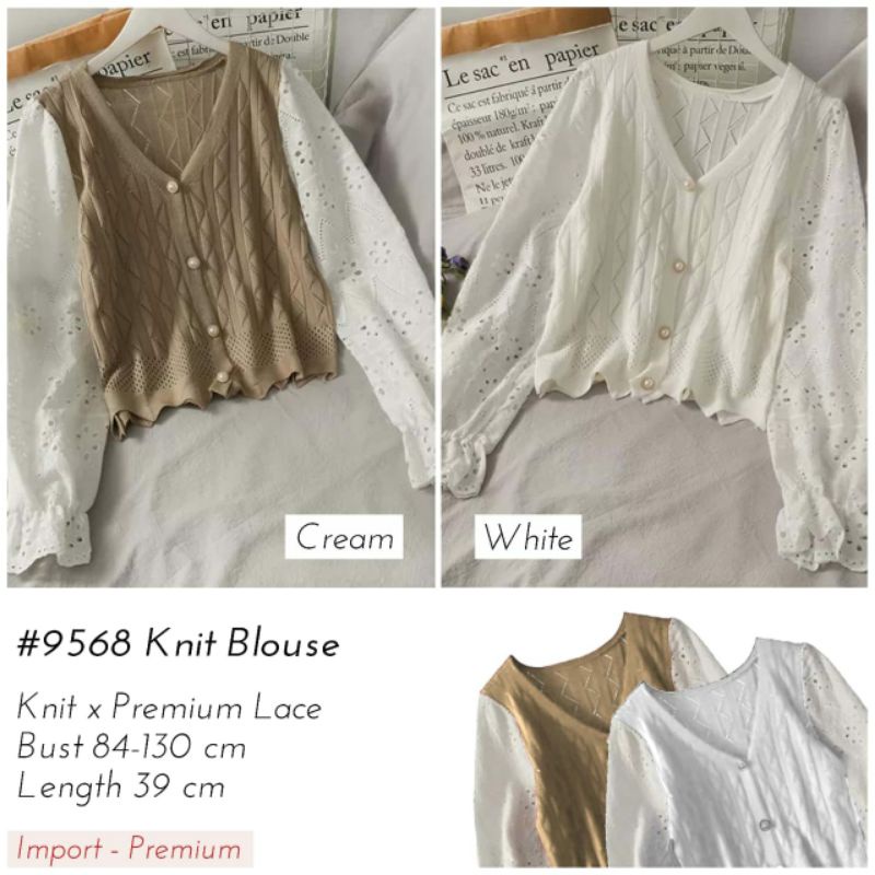 9568 Knit Blouse IMPORT Kancing All SizeBust 84-130 cm, Length 39 cm