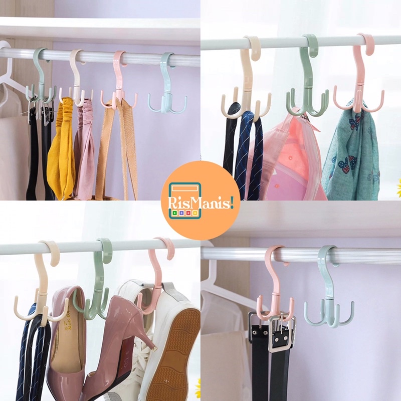 4 CLAWS MAGIC HANGER - Gantungan Serbaguna 4 Hook Cakar Pengait Baju Tas Sepatu Sandal Topi Dasi