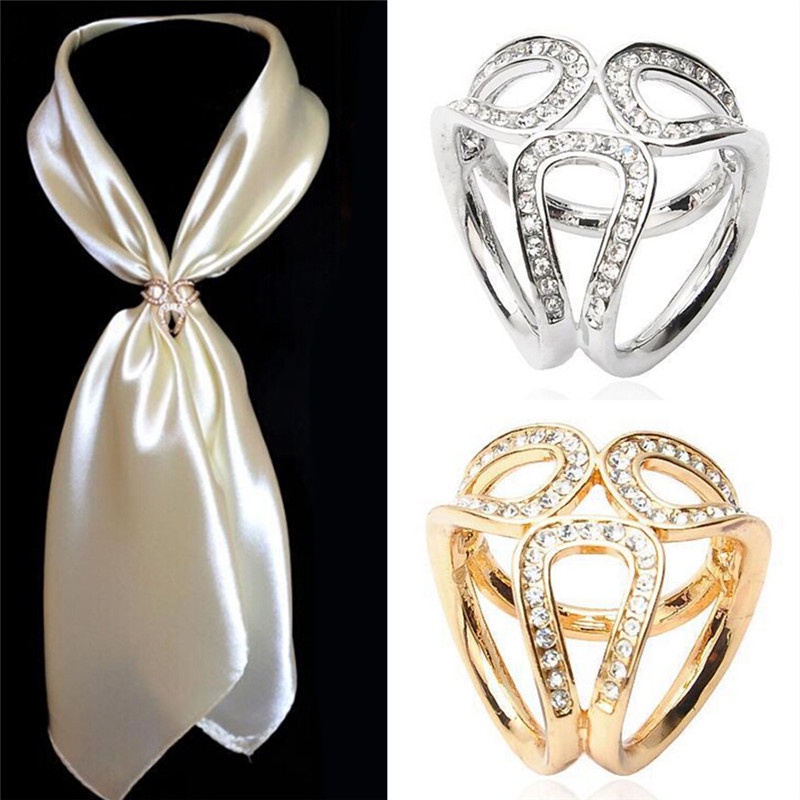 Bros Peniti Desain Bunga Hias Kristal Warna Emassilver Untuk Wanita