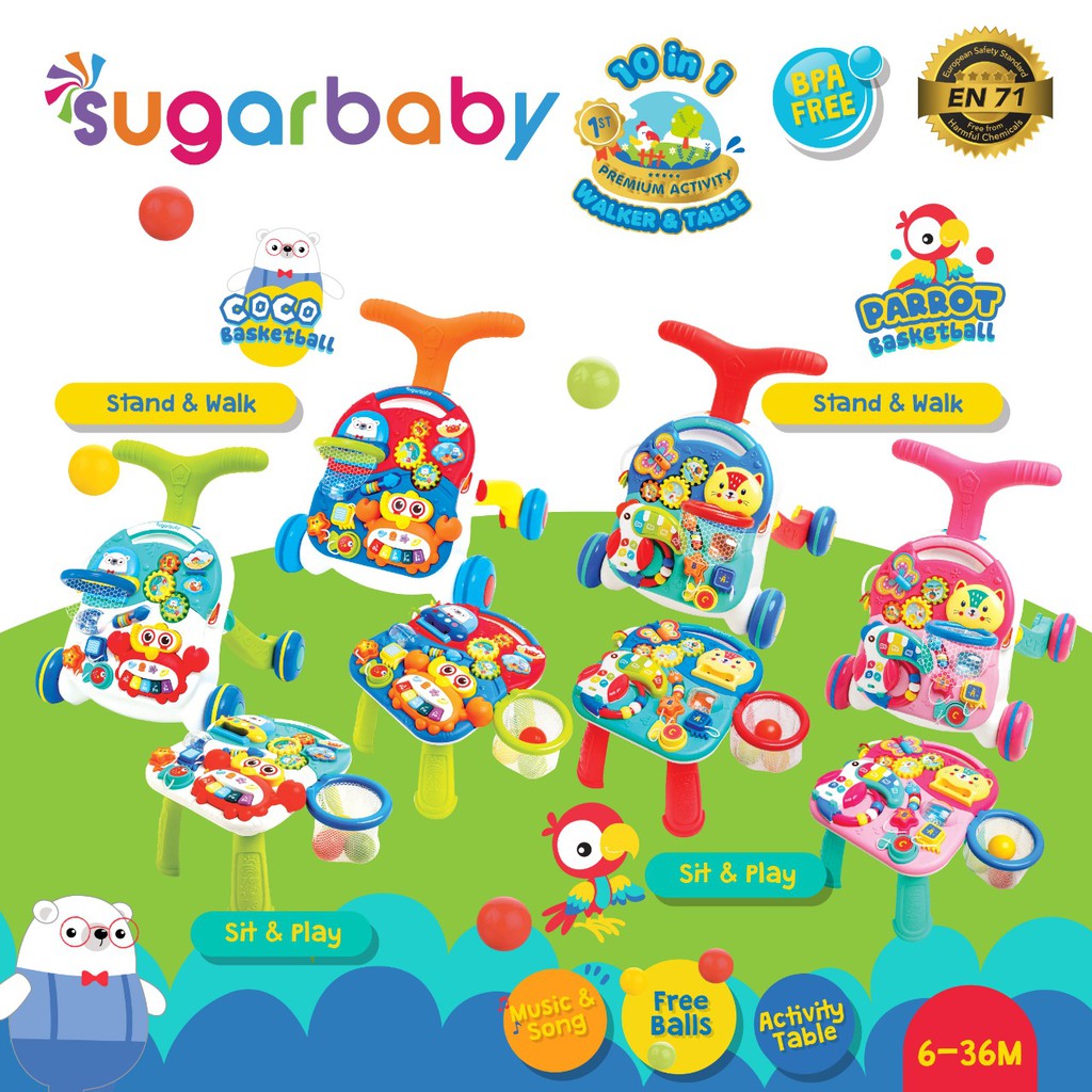 Sugar Baby Premium Activity Walker And Table 10 in 1 / Alat Belajar Jalan Sugar Baby Dan Meja