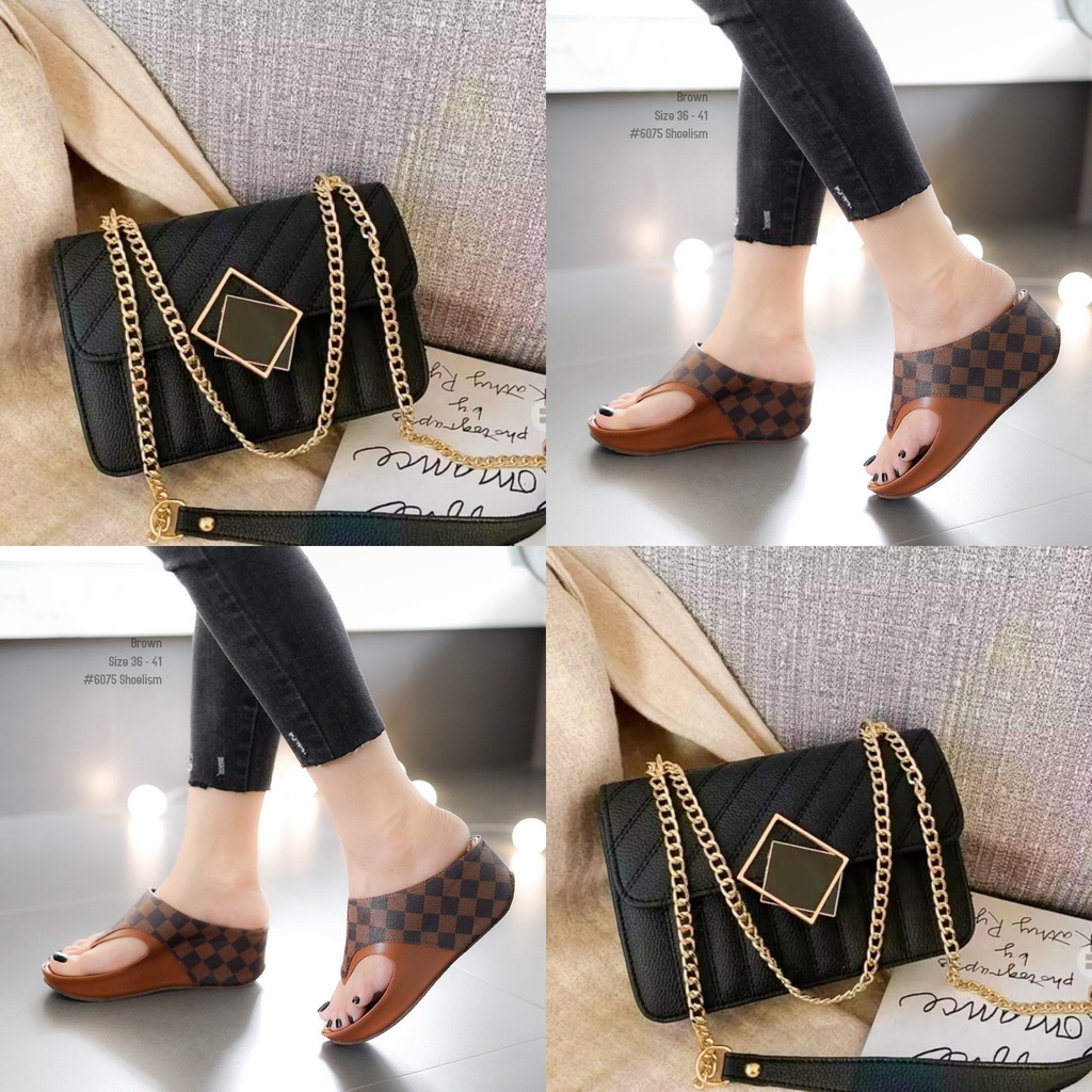 paket sandal wedges jepit dan tas wanita 012