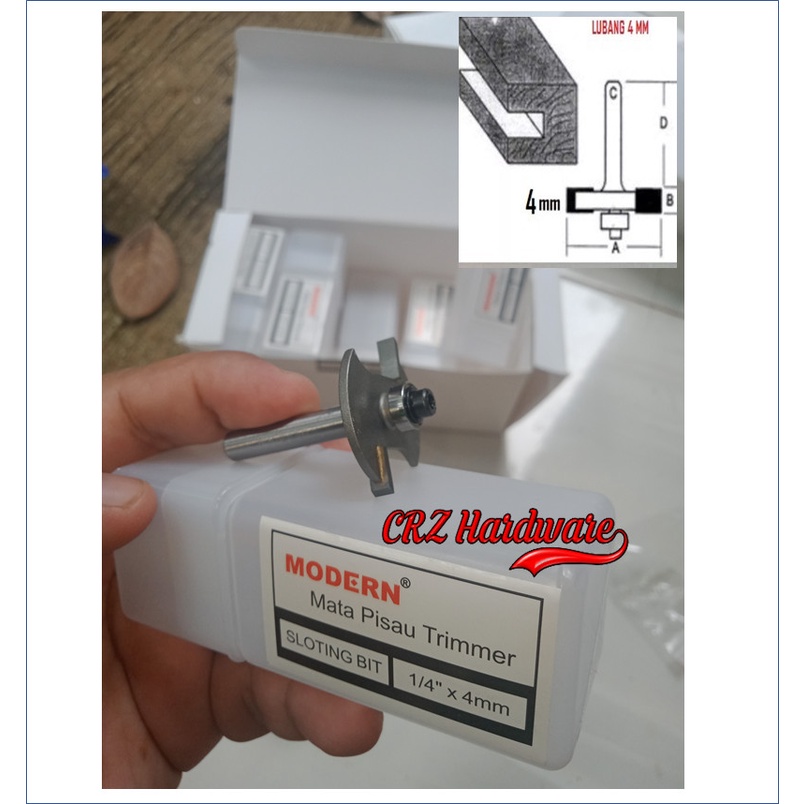 Mata Profil Kayu Sloting Bit Mata Trimmer Router Lubang Panel Kaca 4mm