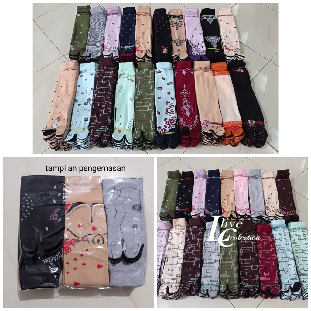 1 lusin kaos kaki jempol nylon motif atau polos randoom nonkemas