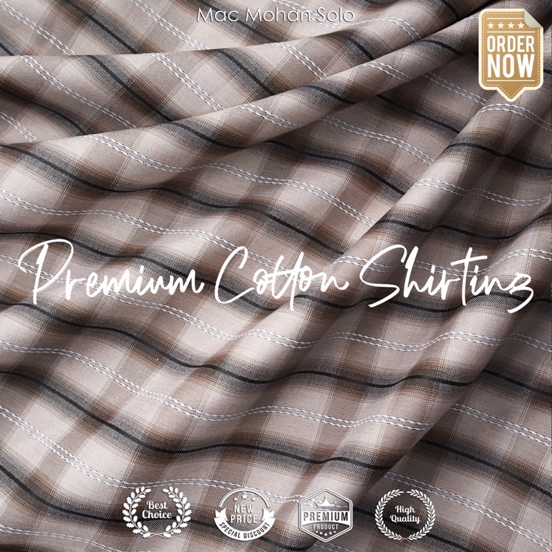 [NEW ARRIVAL] PREMIUM COTTON SHIRTING SQUARE PER 0.5M BY MAC MOHAN KATUN KOTAK - KOTAK PREMIUM 3D JAHITAN