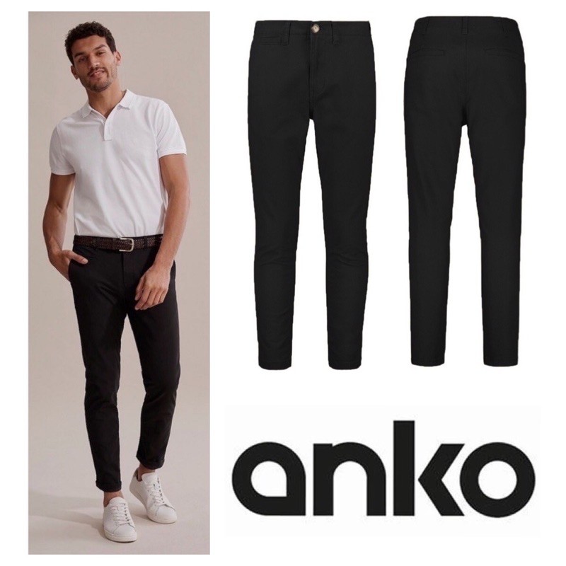 ANKO slim fit men chinos pants (black)