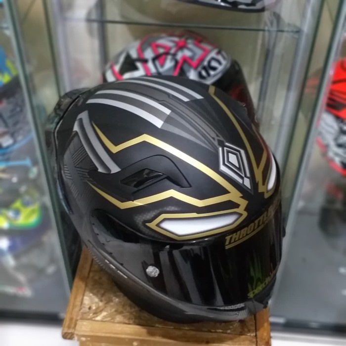 KYT K2R Black Panther Gold visor flat darksmoke spoiler smoke