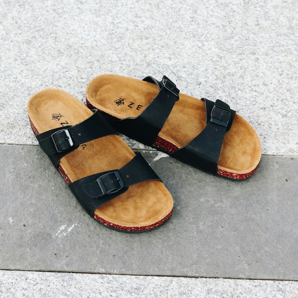 Xander Black | Sendal Jepit Tali Kulit Simpel Kayu Pria Cowok Men Sandal Footwear | FORIND x Zensa