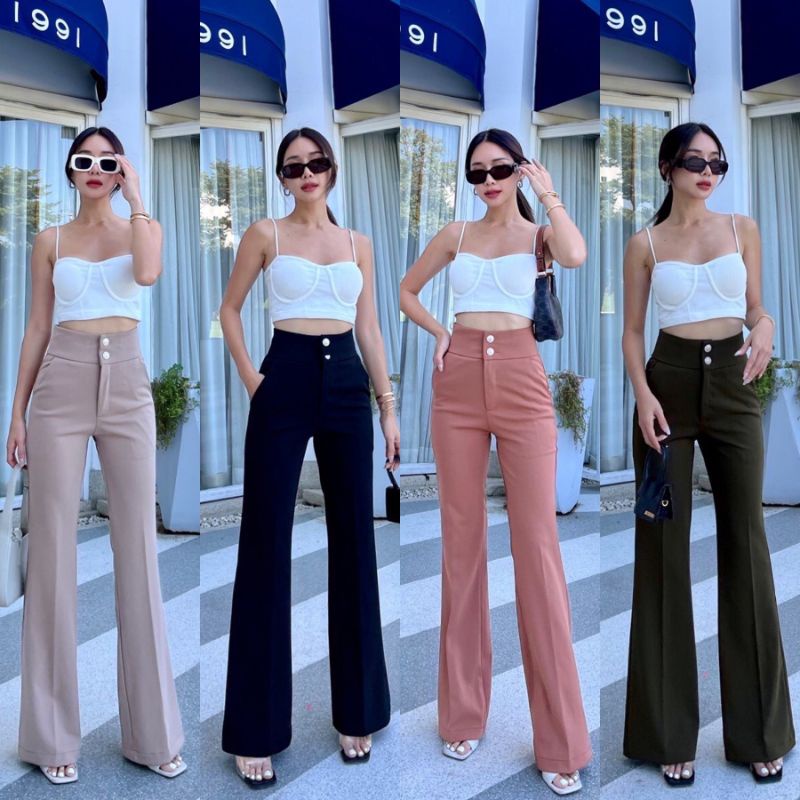 Ready Gold Two Button New So hot Highwaist pants Promthong import bangkok