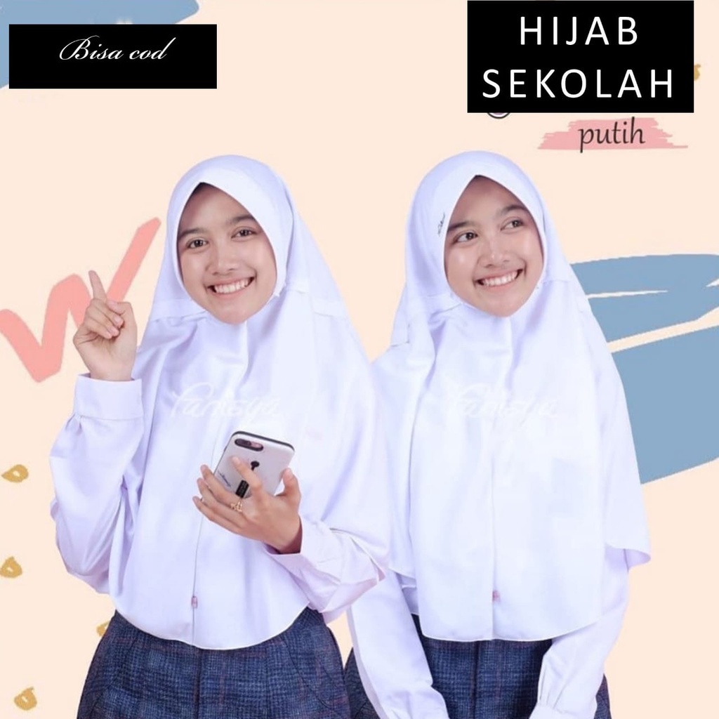 Kerudung Sekolah Rabbani KW Anak TK SD SMP SMA / Jilbab Sekolah Putih / Jilbab Sekolah