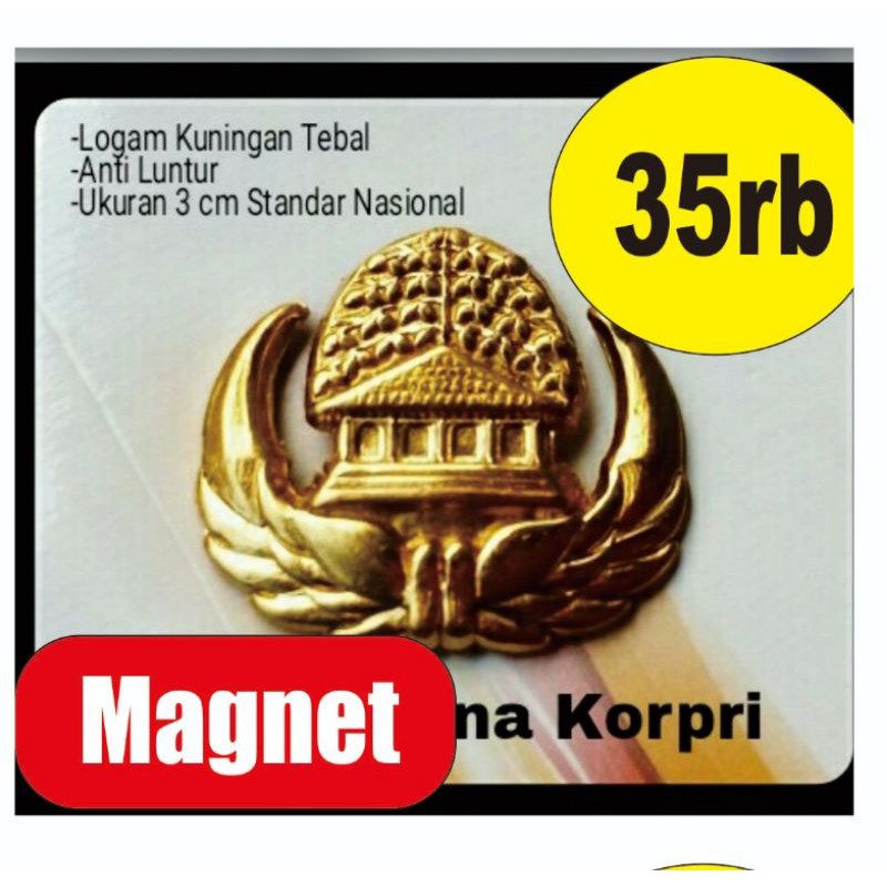 Pin Korpri - Magnet - Kuningan Asli - Anti Luntur Selamanya