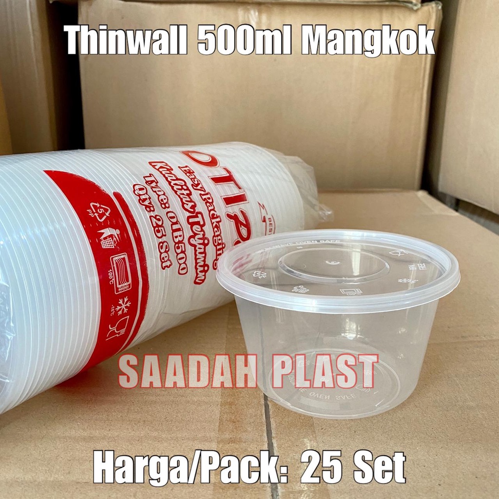 (ISI 25) Thinwall Mangkok 500ml Bowl - Mangkuk Bulat 500 ml Foodgrade