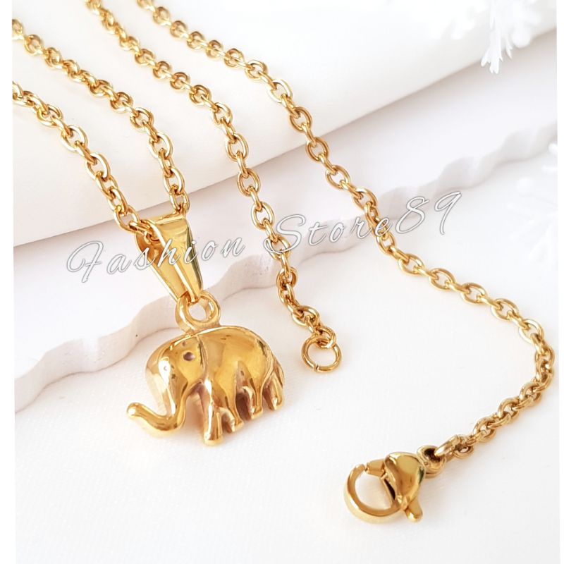 Kalung Titanium Gajah Gold Antikarat Premium kalung Liontin Gajah Titanium Kalung elephant Impor Bestquality