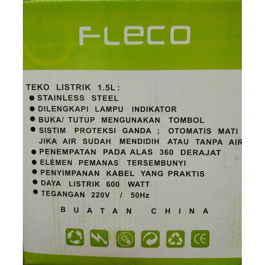 Kettle Electric FLECO F-715 1.5L - Teko Listrik / Pemanas Air / Teko Pemanas Air (Victoriahouse)