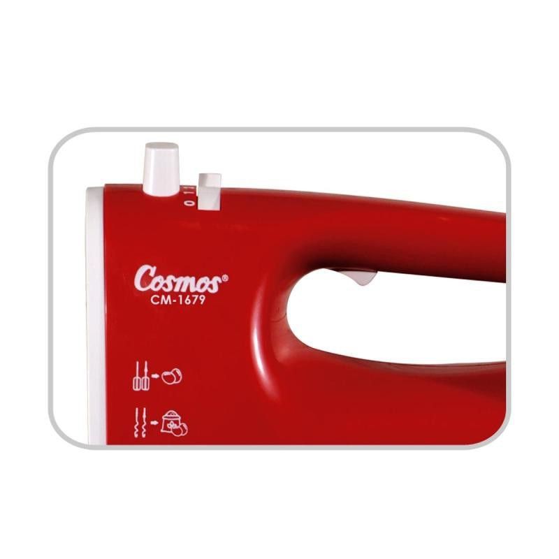 Cosmos Hand Mixer Tenaga Turbo 5 Speed CM1679 Merah 200Watt