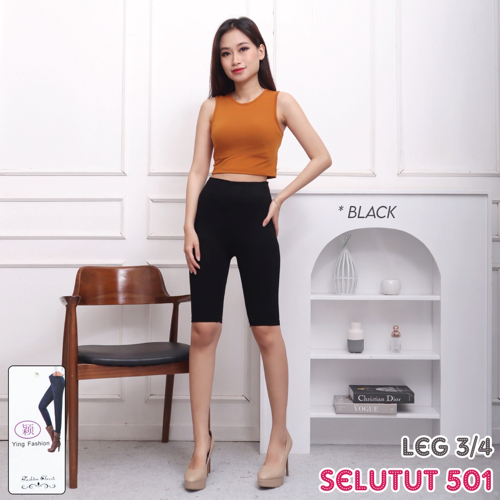 Legging 501 BLACK / LEGGING selutut /  Legging Pendek wanita / Legging Daleman Import / Biker Short 