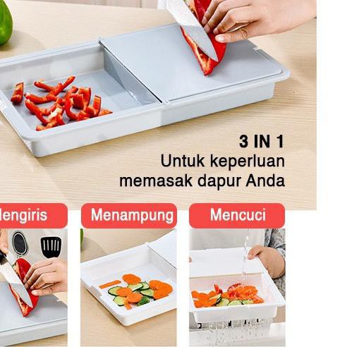 BEST SELLER!!! Talenan Dapur Serbaguna / Talenan Dapur Plastik / Alas Pemotong Sayuran 3IN1