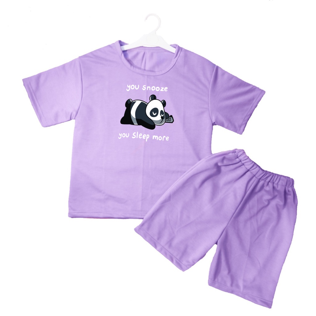 Setelan Kaos Oblong Anak Panda Sleep Celana Pendek/Kaos Anak-anak