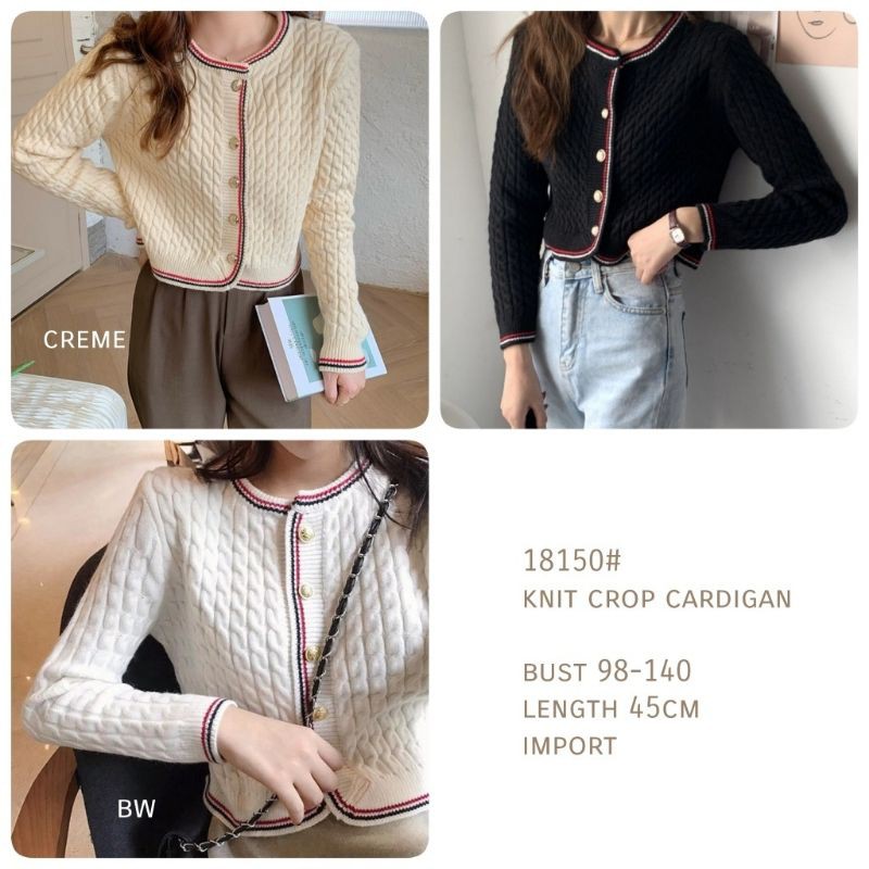 MDLV ~ BM 18150 KNIT CROP CARDIGAN // CARDIGAN RAJUT // FASHION IMPORT WANITA