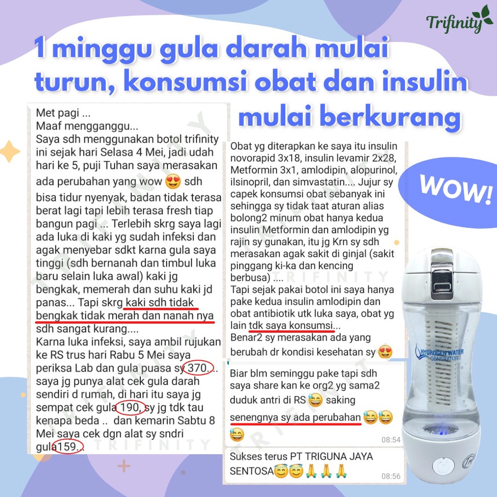 Turun gula darah diabetes kencing manis tanpa obat herbal insulin hanya dengan botol trifinity Gen2 Surabaya