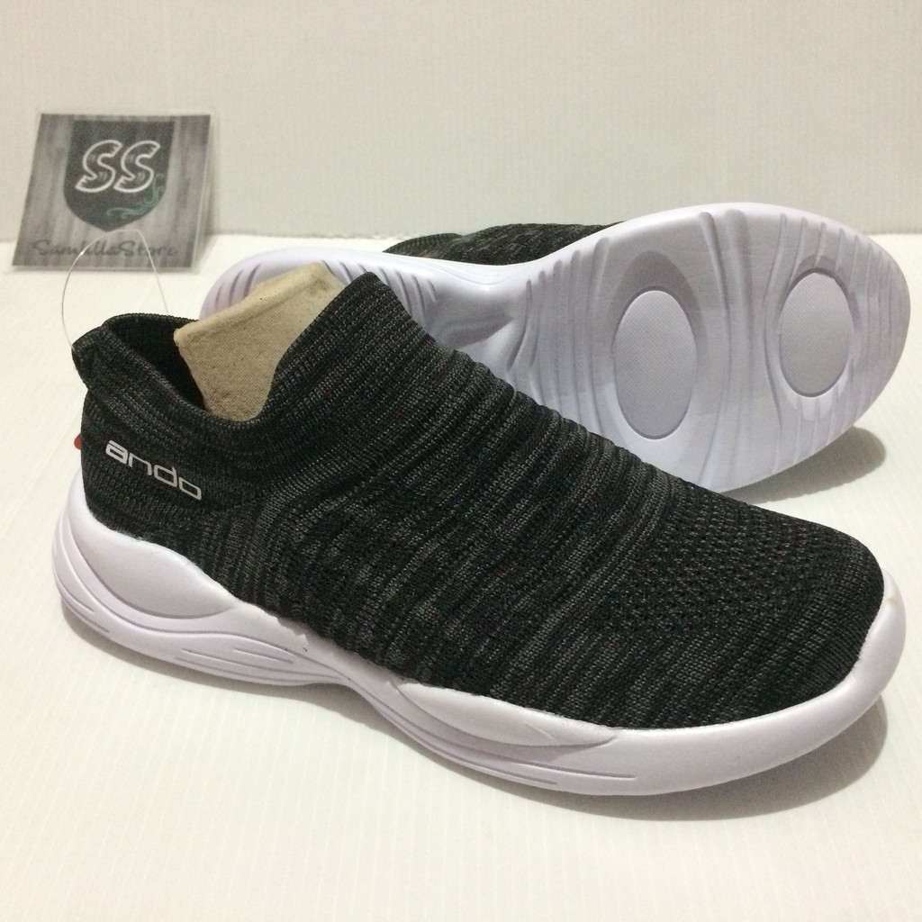 Ando Dome Sepatu Sekolah Sports  Slip On Selop Anak Remaja Hitam Putih