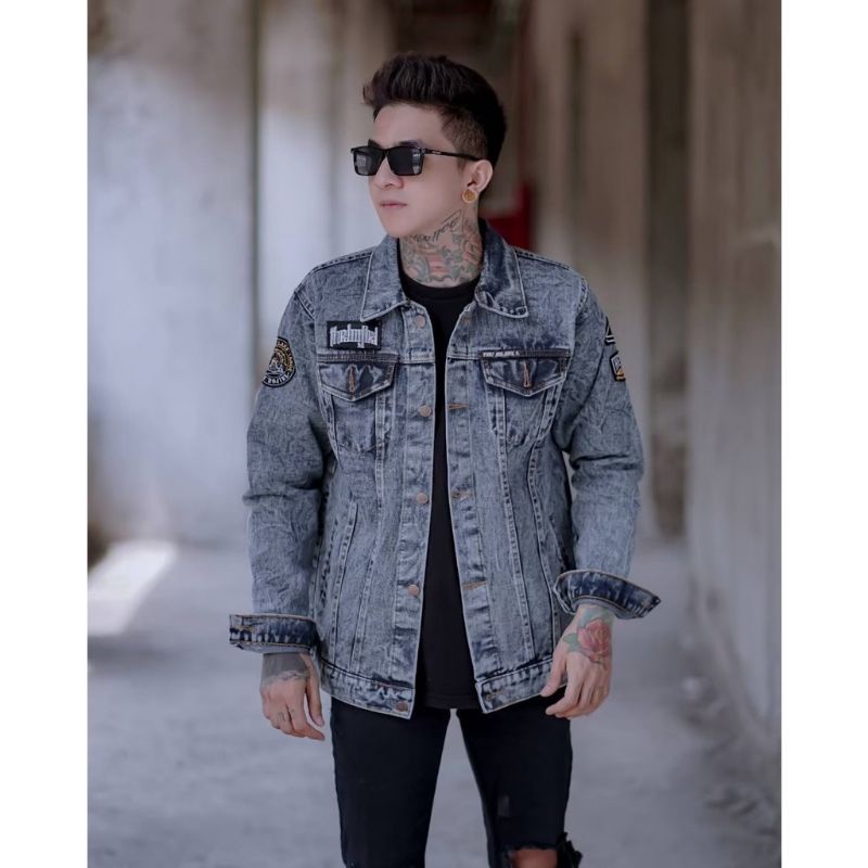 JAKET JINS LEVI PRIA BORDIR EMBLEM JACKET JEANS LEPIS COWO DISTRO DENIM ORIGINAL