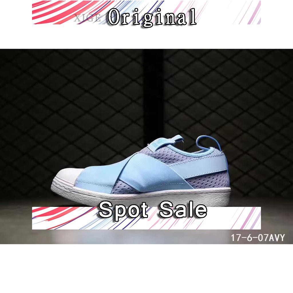 Sepatu Sneakers Desain Adidas Superstar Slip On Ringan Breathable Warna Biru Ukuran 36 40 Sepatu Sneakers Desain Adidas Superstar Slip On Ringan Breathable Warna Biru Ukuran 36 40