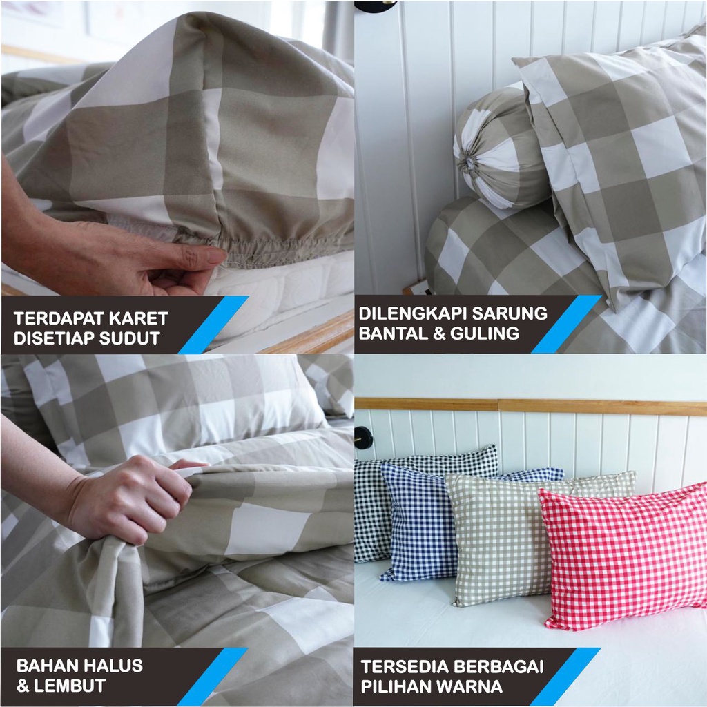 Bedcover Set Sandy Collection Teen Series Motif Kotak Aesthetic Kain Disperse Semua Ukuran