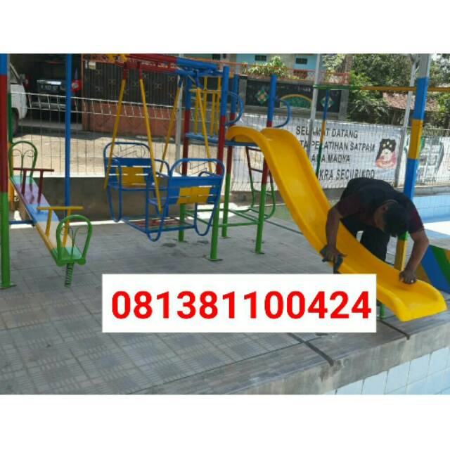 Ape luar mainan paud perosotan set dengan ayunan jungkitan besi anti karat galvanis free ongkir jkt