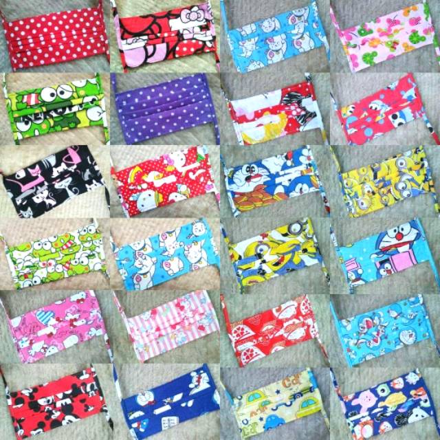 MASKER LUSINAN MOTIF / MASKER KARAKTER LUCU LUCU/MASKER TALI HIJAB