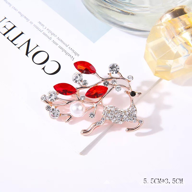 Versi Korea high-end indah kristal bros Temperamen opal bunga angsa Merah cherry bros fashion semua pertandingan aksesoris-17#