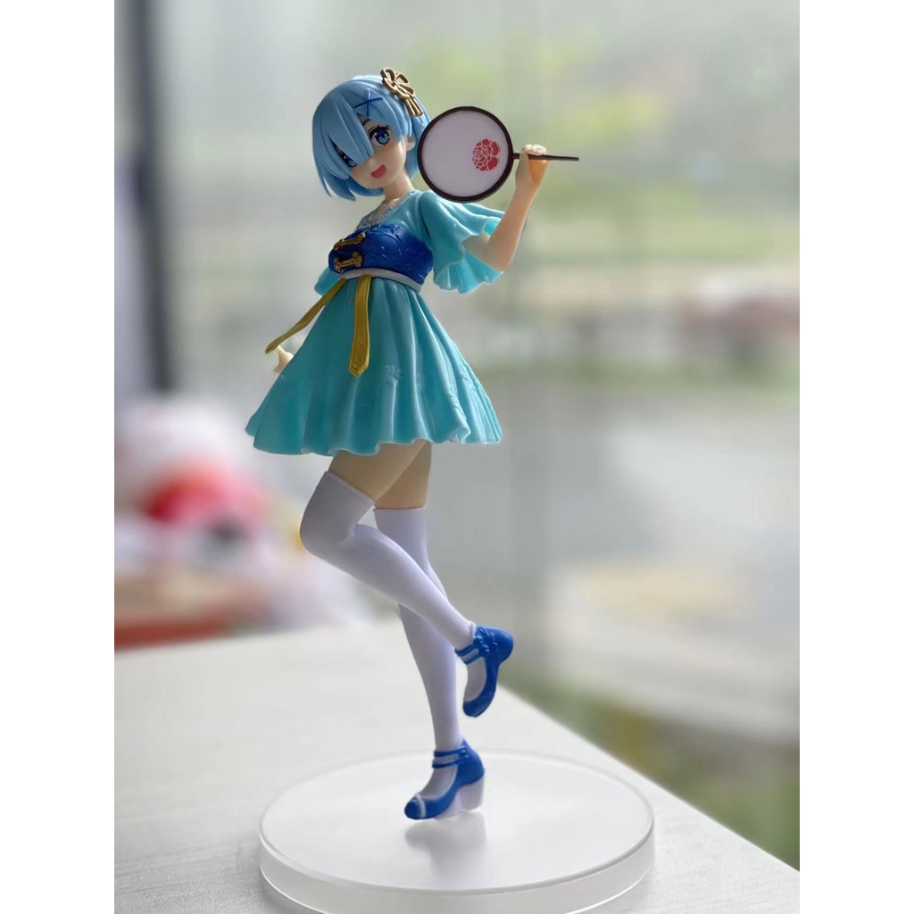 Mainan Action Figure Model Anime Zero Rem Ram Blue National Dress 22cm Bahan PVC Untuk Koleksi