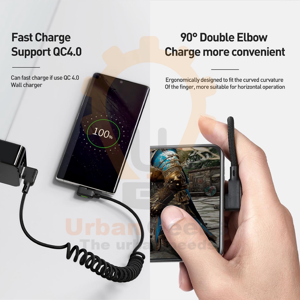 Mcdodo Kabel Data Coiled Type C QC 4.0 Fast Charge Braided Cable 1,8m Android