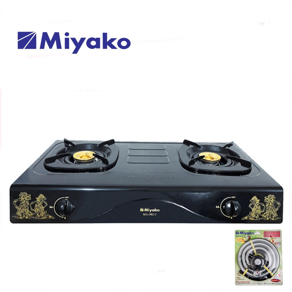 Miyako KG-502C-WYG Kompor Gas 2 Tungku FREE Paket Miyako Selang Gas Meter