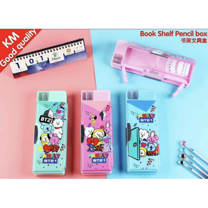 kotak pensil BTS BT21/pencil case/tempat pensil MAGNET BTS/plastik BTS-8