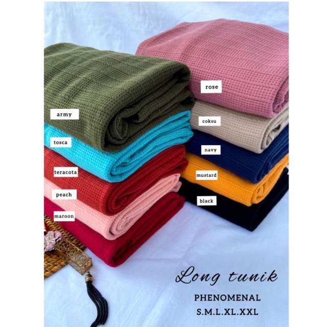 Long tunik phenomenal bahan waffle (kaos)