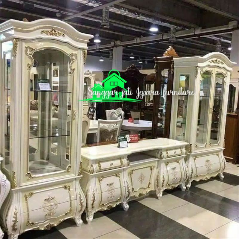 bufet hias lemari kaca